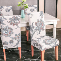 HKM-172755 Chinese Classical Floral Stretch Chair Cover - Fits Chair Backs 46-55cm, Polyester & Spandex, Perfect for Any Room