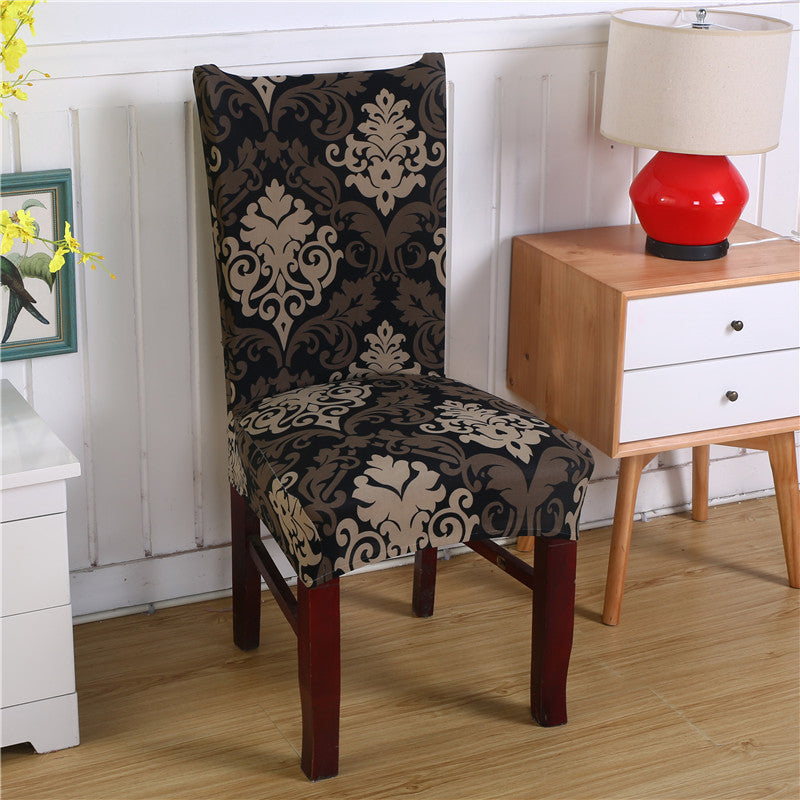 HKM-172755 Chinese Classical Floral Stretch Chair Cover - Fits Chair Backs 46-55cm, Polyester & Spandex, Perfect for Any Room