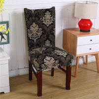 HKM-172755 Chinese Classical Floral Stretch Chair Cover - Fits Chair Backs 46-55cm, Polyester & Spandex, Perfect for Any Room