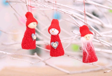 HKM-172819 Christmas Hanging Decoration Set - Old Man, Snowman, and Girl Doll Pendants in Cloth