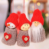 HKM-172819 Christmas Hanging Decoration Set - Old Man, Snowman, and Girl Doll Pendants in Cloth