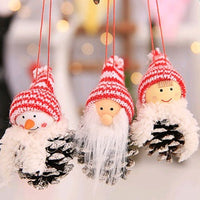 HKM-172819 Christmas Hanging Decoration Set - Old Man, Snowman, and Girl Doll Pendants in Cloth