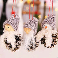HKM-172819 Christmas Hanging Decoration Set - Old Man, Snowman, and Girl Doll Pendants in Cloth