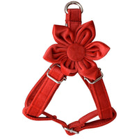 HKM-172883 Red Flannel Dog Harness with Gold Buckle - Adjustable Chest Strap for Small to Extra Large Dogs