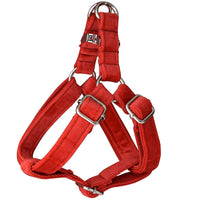 HKM-172883 Red Flannel Dog Harness with Gold Buckle - Adjustable Chest Strap for Small to Extra Large Dogs