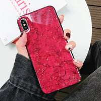 HKM-172947 Gold Foil Marble Burst Back Cover for Mobile Phones - Durable PC+TPU Material
