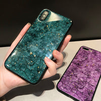 HKM-172947 Gold Foil Marble Burst Back Cover for Mobile Phones - Durable PC+TPU Material