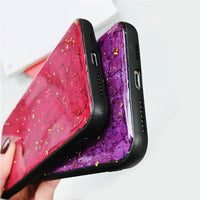 HKM-172947 Gold Foil Marble Burst Back Cover for Mobile Phones - Durable PC+TPU Material