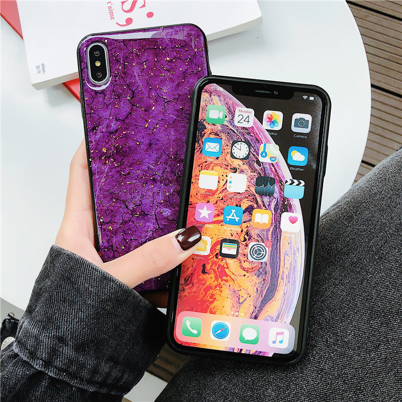 HKM-172947 Gold Foil Marble Burst Back Cover for Mobile Phones - Durable PC+TPU Material