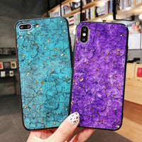 HKM-172947 Gold Foil Marble Burst Back Cover for Mobile Phones - Durable PC+TPU Material