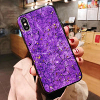 HKM-172947 Gold Foil Marble Burst Back Cover for Mobile Phones - Durable PC+TPU Material