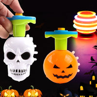 HKM-173267 Halloween Spinning Top Toy Set with Light and Music - 12 Assorted Rotating Toys for Kids