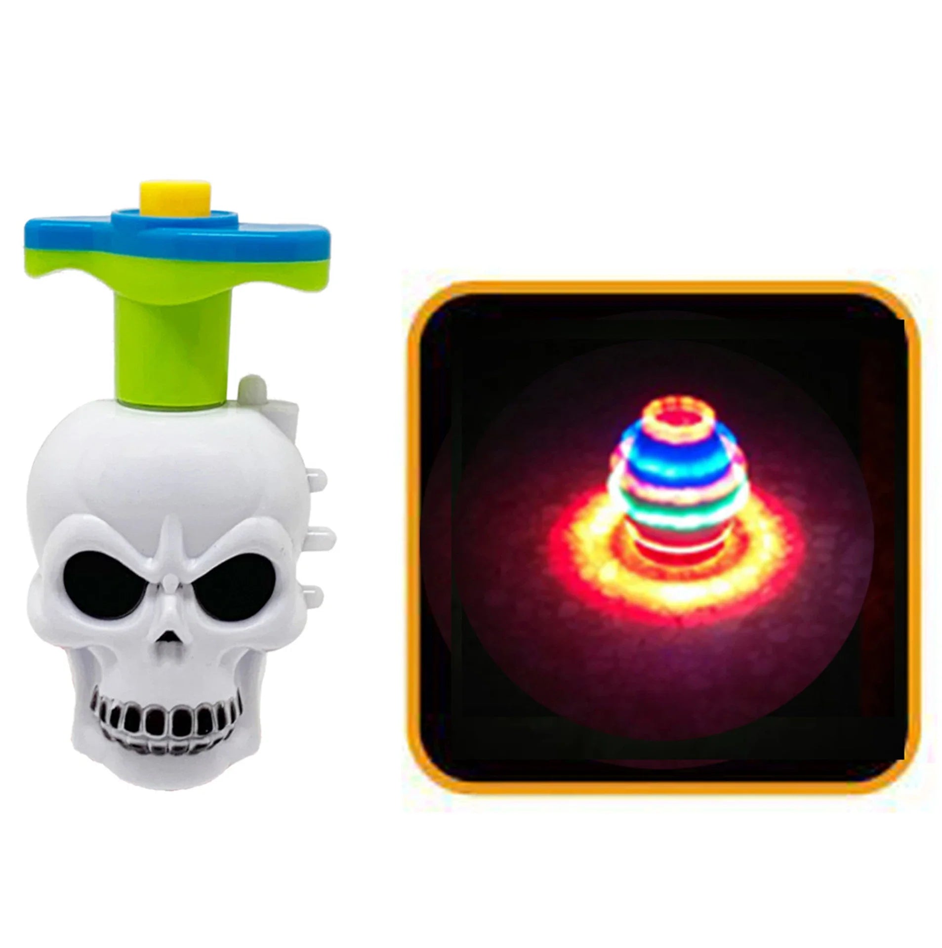 HKM-173267 Halloween Spinning Top Toy Set with Light and Music - 12 Assorted Rotating Toys for Kids