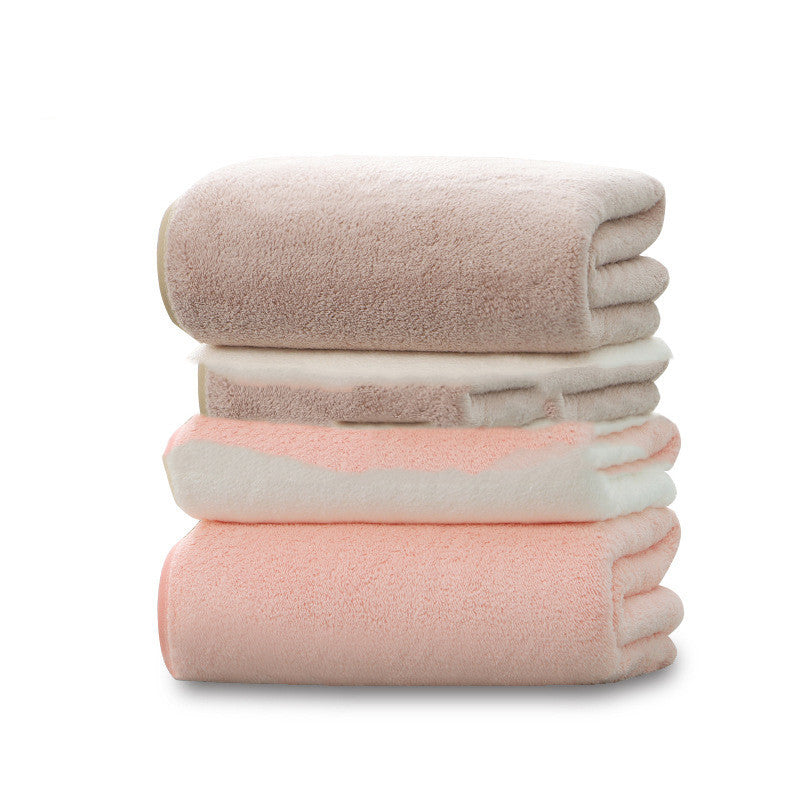 HKM-173267 Thick Coral Fleece Bath Towel 70x140 cm - Soft, Absorbent, Ideal for Drying Hair