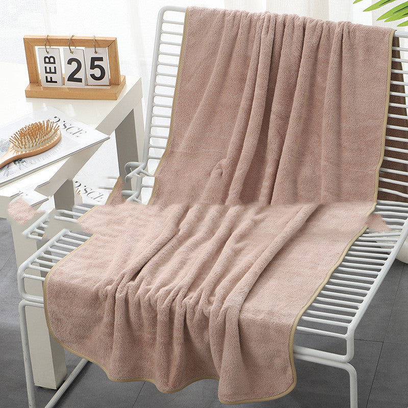 HKM-173267 Thick Coral Fleece Bath Towel 70x140 cm - Soft, Absorbent, Ideal for Drying Hair