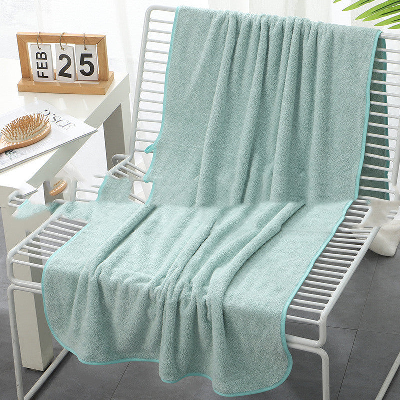 HKM-173267 Thick Coral Fleece Bath Towel 70x140 cm - Soft, Absorbent, Ideal for Drying Hair