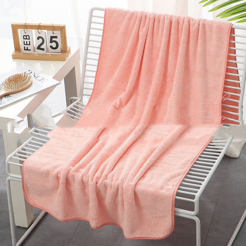 HKM-173267 Thick Coral Fleece Bath Towel 70x140 cm - Soft, Absorbent, Ideal for Drying Hair