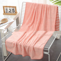 HKM-173267 Thick Coral Fleece Bath Towel 70x140 cm - Soft, Absorbent, Ideal for Drying Hair