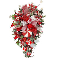 HKM-173459 Candy-Themed Christmas Door Hanging Decoration with Various Wreaths and Ornaments
