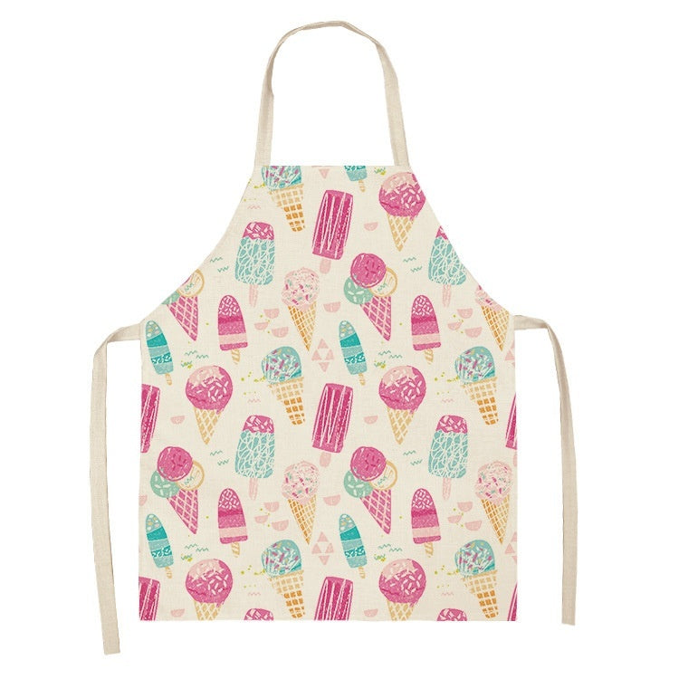 HKM-173523 Creative Ice Cream Printed Oil and Stain Proof Apron - Modern Linen Design