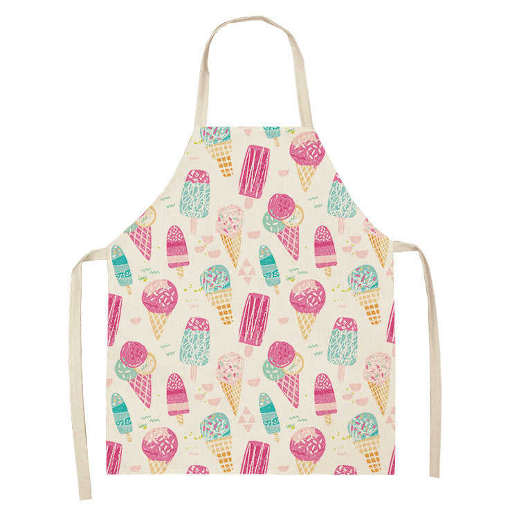 HKM-173523 Creative Ice Cream Printed Oil and Stain Proof Apron - Modern Linen Design