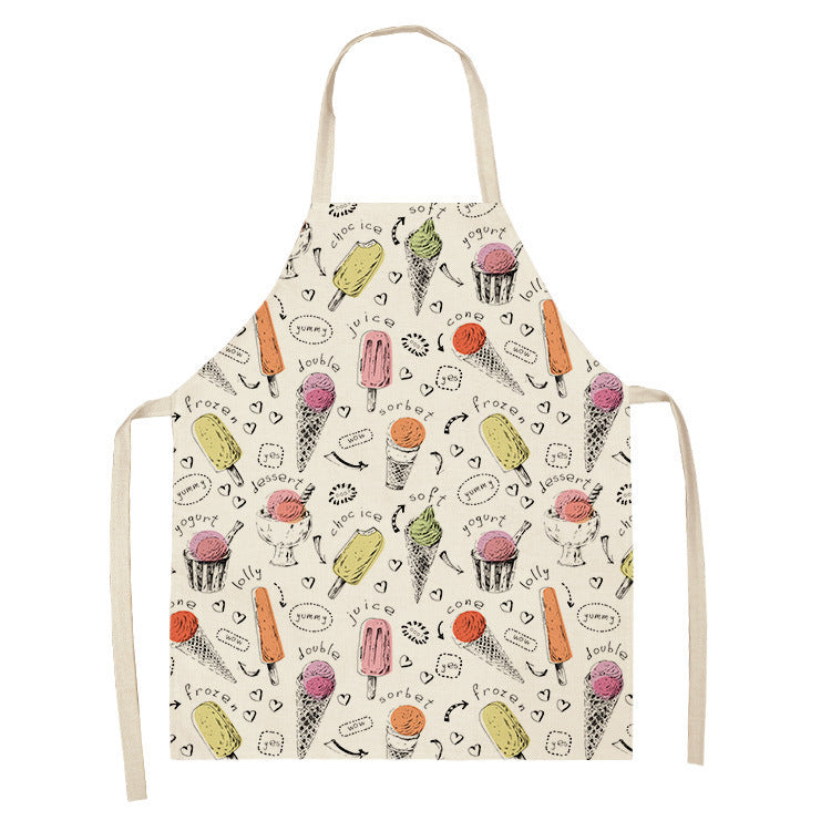 HKM-173523 Creative Ice Cream Printed Oil and Stain Proof Apron - Modern Linen Design