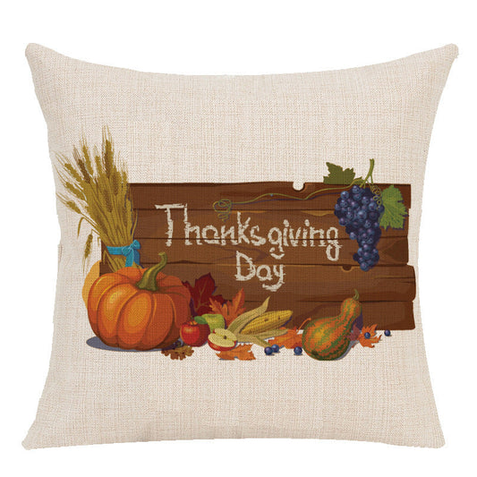 KTX-173523 Maple Leaf Pattern Linen Throw Pillow Cushion Cover