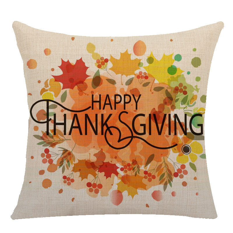 HKM-173523 Maple Leaf Pattern Linen Throw Pillow Cushion Cover