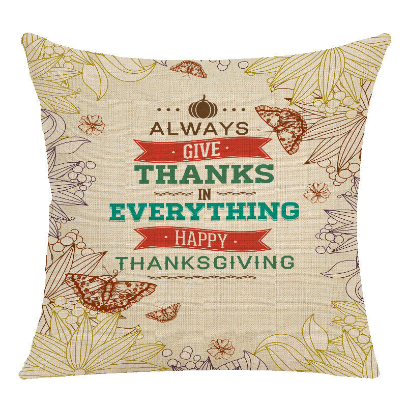 HKM-173523 Maple Leaf Pattern Linen Throw Pillow Cushion Cover