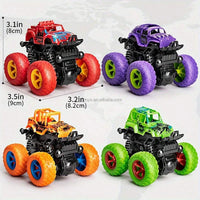 HKM-173651 Inertia Pull Back 360 Flipping Monster Truck Toy for Kids - Friction Powered SUV Style
