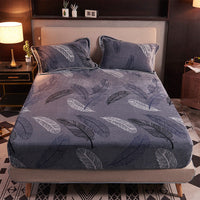 HKM-173651 Thick Velvet Flannel Bedspread with Pillowcases for Cozy Comfort