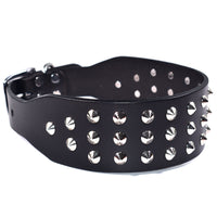 HKM-173715 Cowhide Leather Dog Collar for Small and Medium Breeds, Adjustable 22-55cm