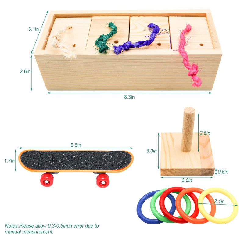 HKM-173779 Wooden Bird Puzzle Training Toy Set for Pets - 3-Piece, 6-Piece, and 8-Piece Options