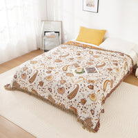 HKM-173843 Universal Cotton Sofa Towel Cover Blanket in Cashew and Neptune - Multiple Sizes Available