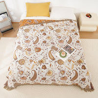 HKM-173843 Universal Cotton Sofa Towel Cover Blanket in Cashew and Neptune - Multiple Sizes Available