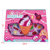 HKM-174099 Girls' Makeup Play Set with Eco-Friendly Lipstick, Blush, and Eyeshadow in Cute Donut and Ice Cream Designs