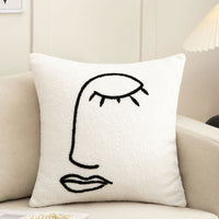 HKM-174227 Abstract Embroidery Plush Sofa Pillowcase for Light Luxury Living Room Decor