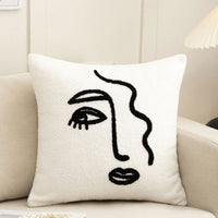 HKM-174227 Abstract Embroidery Plush Sofa Pillowcase for Light Luxury Living Room Decor