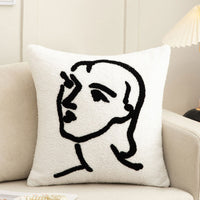HKM-174227 Abstract Embroidery Plush Sofa Pillowcase for Light Luxury Living Room Decor