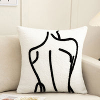 HKM-174227 Abstract Embroidery Plush Sofa Pillowcase for Light Luxury Living Room Decor