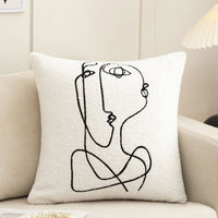 HKM-174227 Abstract Embroidery Plush Sofa Pillowcase for Light Luxury Living Room Decor