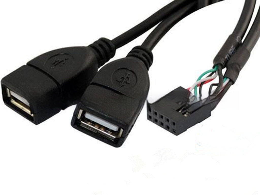 HKM-174227 USB Dual AM-Head Data Cable, 2x5pin Female DuPont, 45CM Length, High-Speed Signal Transmission