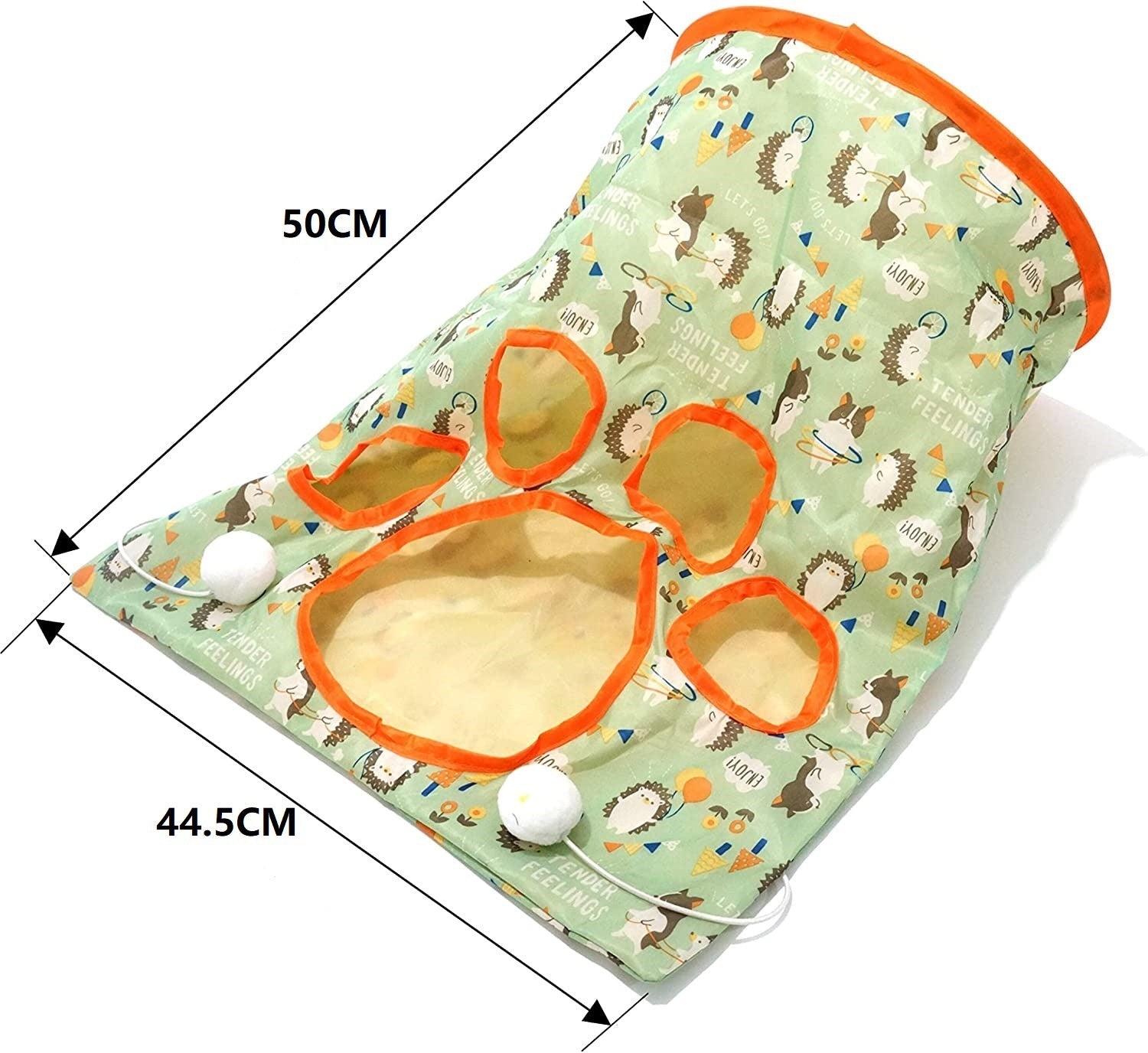 HKM-174291 Cat Diamond Bag Hedgehog Sounding Toy Made of Durable Polyester Cloth, Orange, Size 35x45x30CM