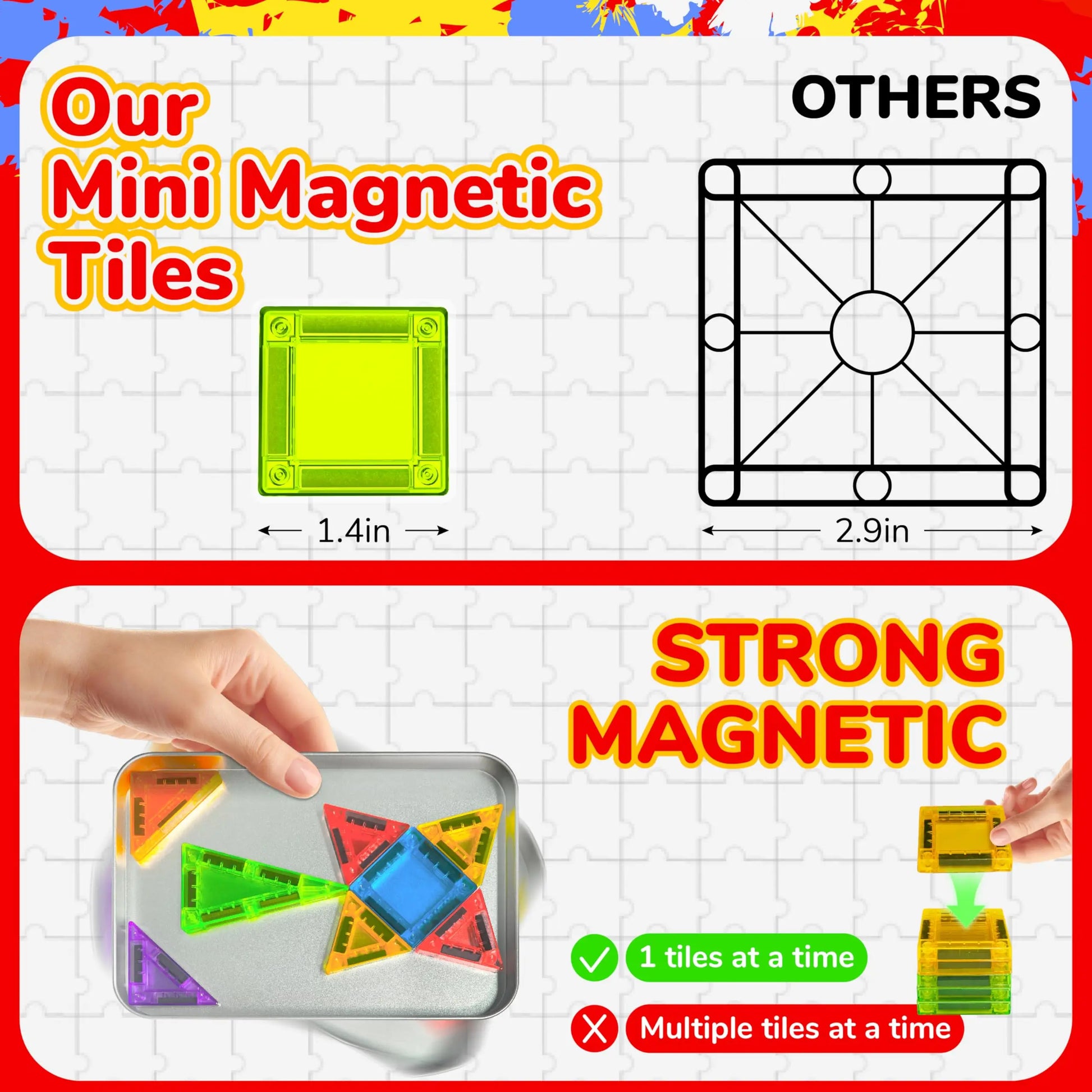 Educational Portable Magnetic Building Block Set - 60 Pieces with Travel Box for Ages 2 and Up