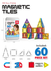 HKM-174483 Educational Portable Magnetic Building Block Set - 60 Pieces with Travel Box for Ages 2 and Up