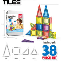 HKM-174483 Educational Portable Magnetic Building Block Set - 60 Pieces with Travel Box for Ages 2 and Up