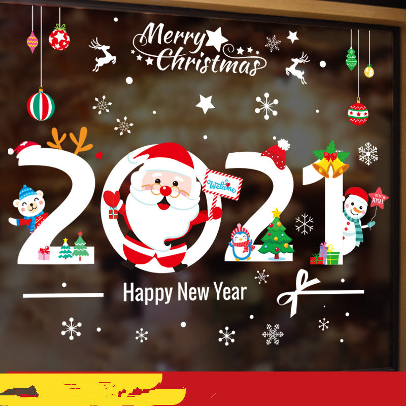 HKM-174611 Christmas Themed Ornament Stickers Set - 2021 Santa Claus Red Edition, Snowman, Trees, and Train Designs