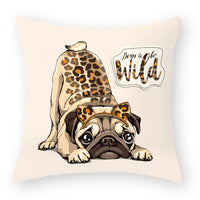 HKM-174675 Cartoon Dog Peach Skin Pillowcase for Car, Sofa, and Waist Support