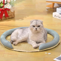 HKM-174675 Cooling Cat Mat - Rattan Pet Bed with Breathable Cushion for Small Breeds