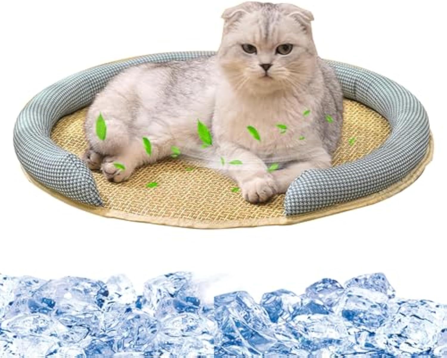 HKM-174675 Cooling Cat Mat - Rattan Pet Bed with Breathable Cushion for Small Breeds